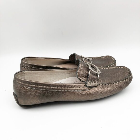 JILLIAN JONES Bronze Metallic Driving Loafer Leather Moccasin Womens 7 - Picture 3 of 9